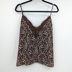 NWT MELROSE & MARKET Leopard Animal Print Lace Trim Cami Tank Top